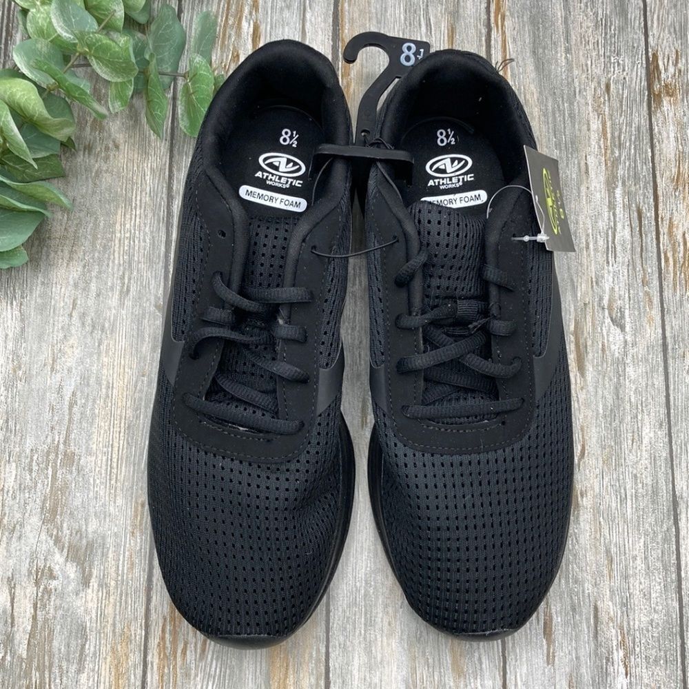 Men’s Black Active Lightweight Breathable Work Sneakers Shoes Size 8.5